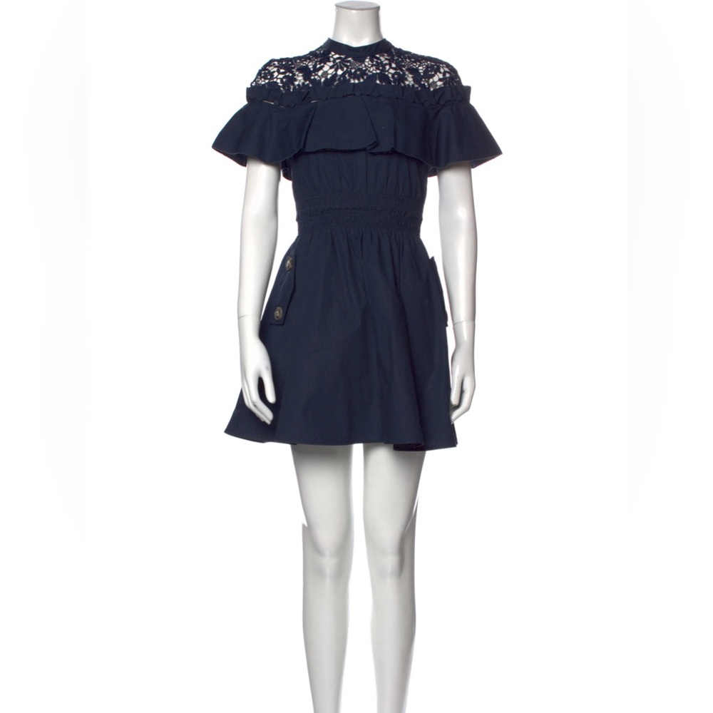 Blue Self-Portrait A-Line Dress XS